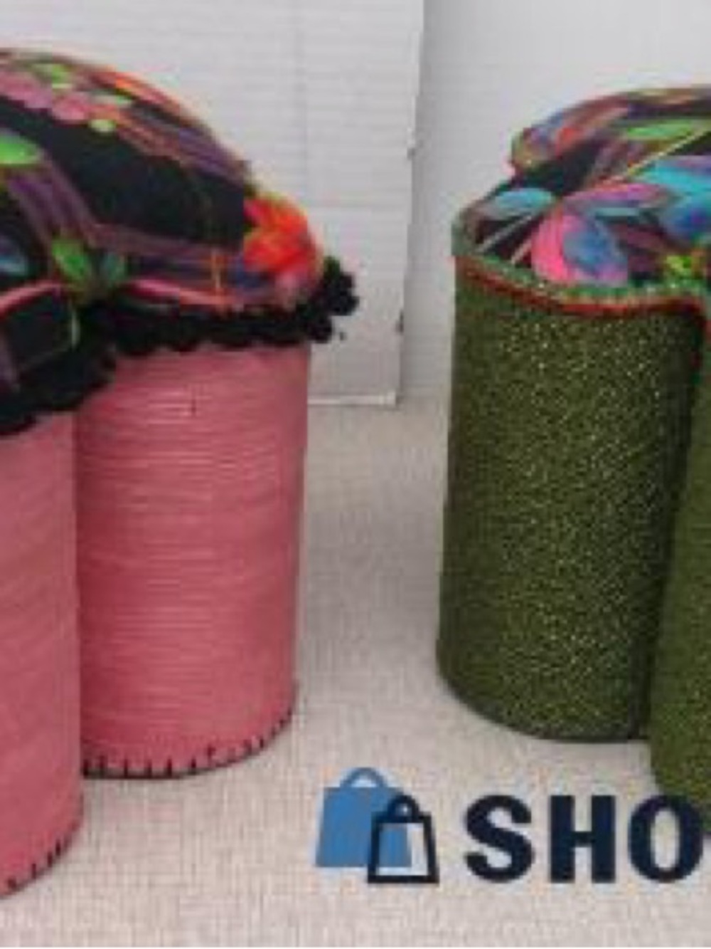Vintage Homemade Paint Can Footstools Padded Stool